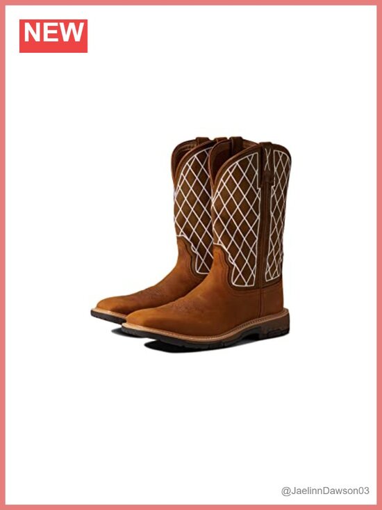 Shoes - Full-Grain Leather Square Toe Pull-On Work Boots